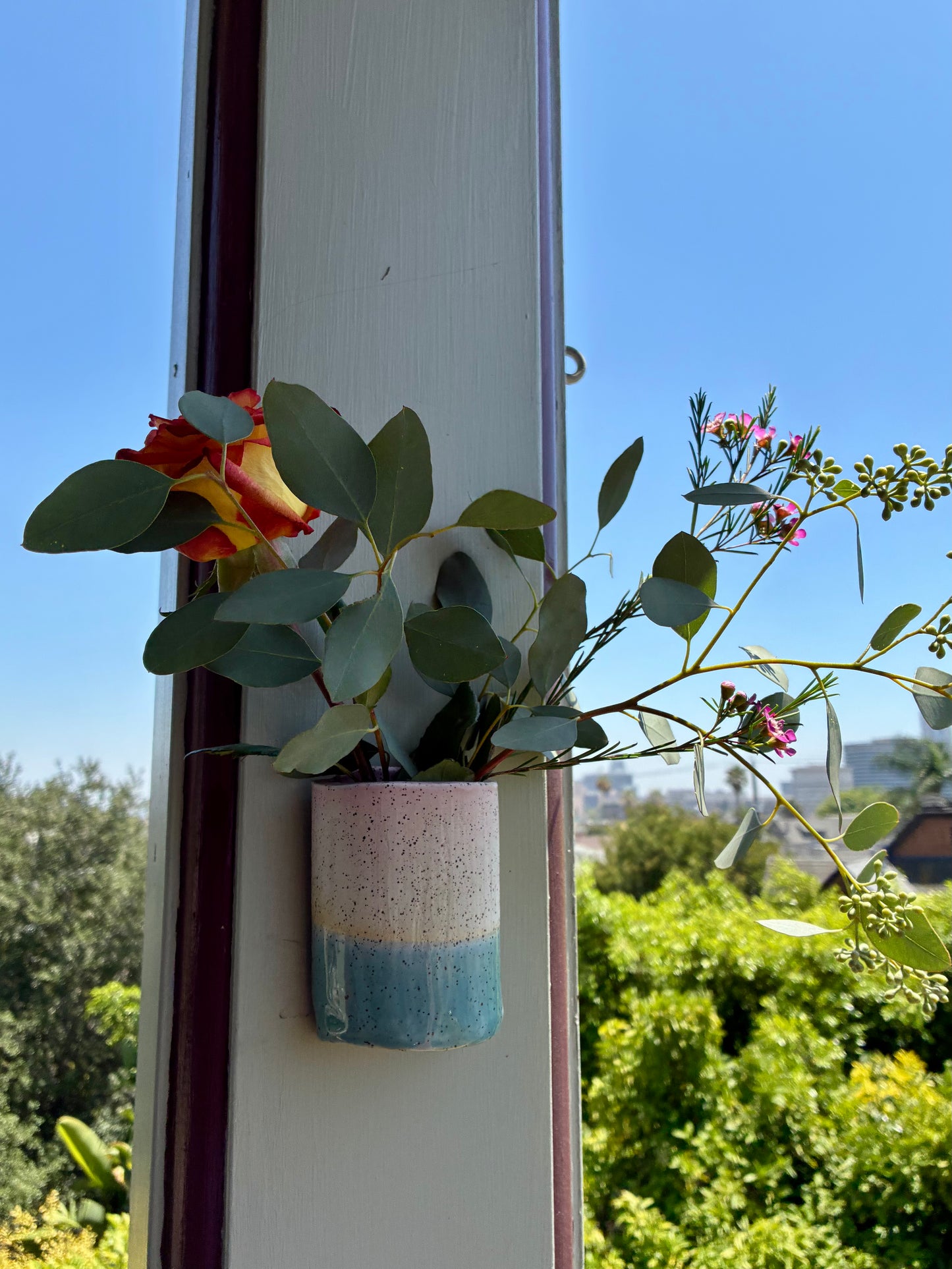 Blue + Blush Wall Vessel Pair